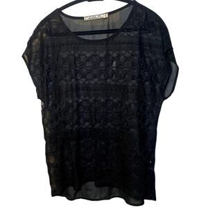 Chloe K Black Lace Blouse - Women's Size XS - Excellent Condition